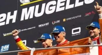 Ajith Kumar Celebrates Podium Finish at 12H Mugello With Champagne Shower from Teammates