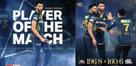 Prasidh Krishna Stars with the Ball as Gujarat Titans Dominate Mumbai Indians by 36 Runs