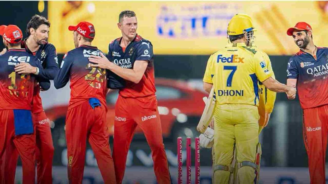 IPL 2025: RCB Breaks Chepauk Curse: Hazlewood, Dayal & Patidar Power 50-Run Win Over CSK