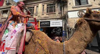 Holi Festivities in Uttar Pradesh: Deputy CM Brajesh Pathak Joins Celebrations on Camelback