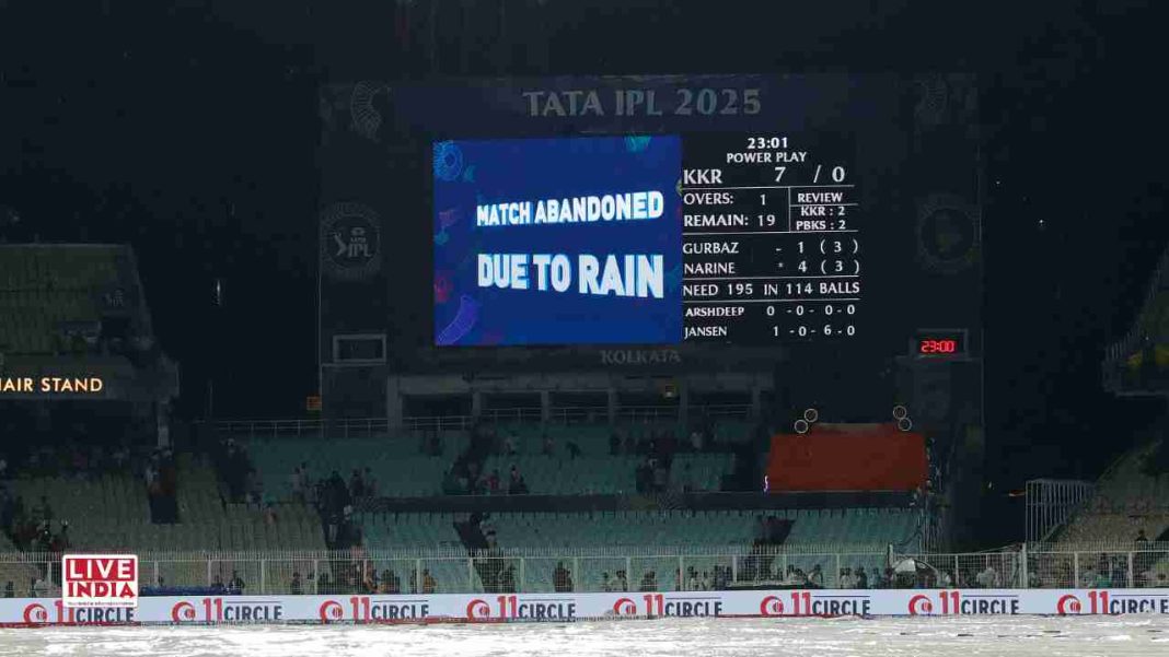 Rain Halts KKR-PBKS IPL 2025 Clash at Eden Gardens​