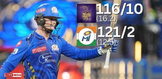 Rickelton, Ashwani Shine as MI Crush KKR by 8 Wickets to Seal First Win of IPL 2025