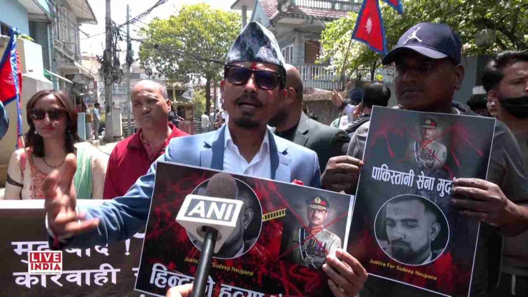 Pahalgam Terror Attack: Nepali Protesters Burn Pakistani Army Chief’s Photo Near Embassy in Kathmandu​