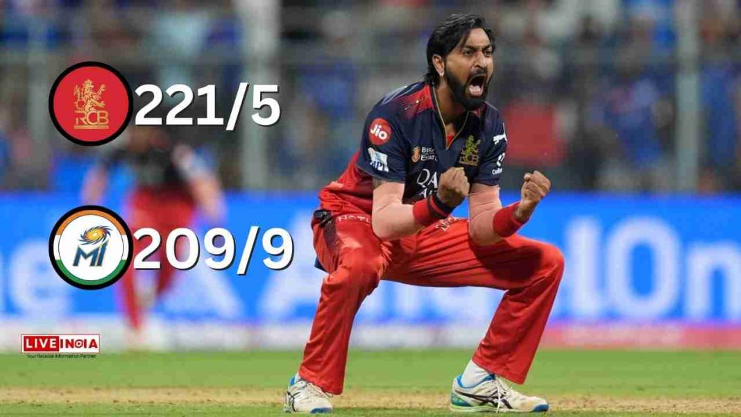 Krunal Pandya’s Last-Over Heroics Seal 12-Run Thriller for RCB Against MI at Wankhede