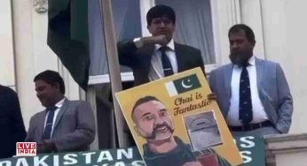 Pahalgam Terror Attack: Pak Army Officer Caught Making Throat-Slit Gesture at Indian Protesters Outside London High Commission