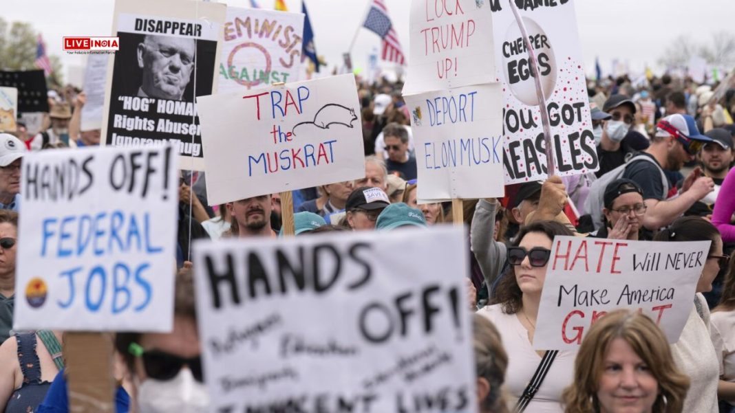 “He’s a Lunatic”: Massive ‘Hands Off’ Protests Erupt Against Trump Across US, Europe