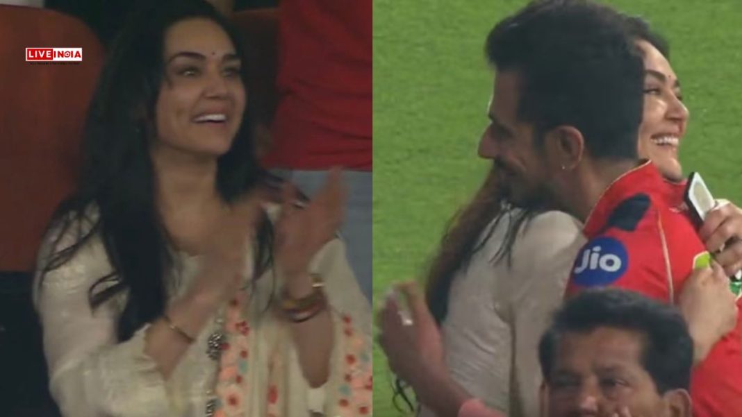 Preity Zinta Hugs Yuzvendra Chahal After PBKS' Historic Win Over KKR: Watch Viral Moment
