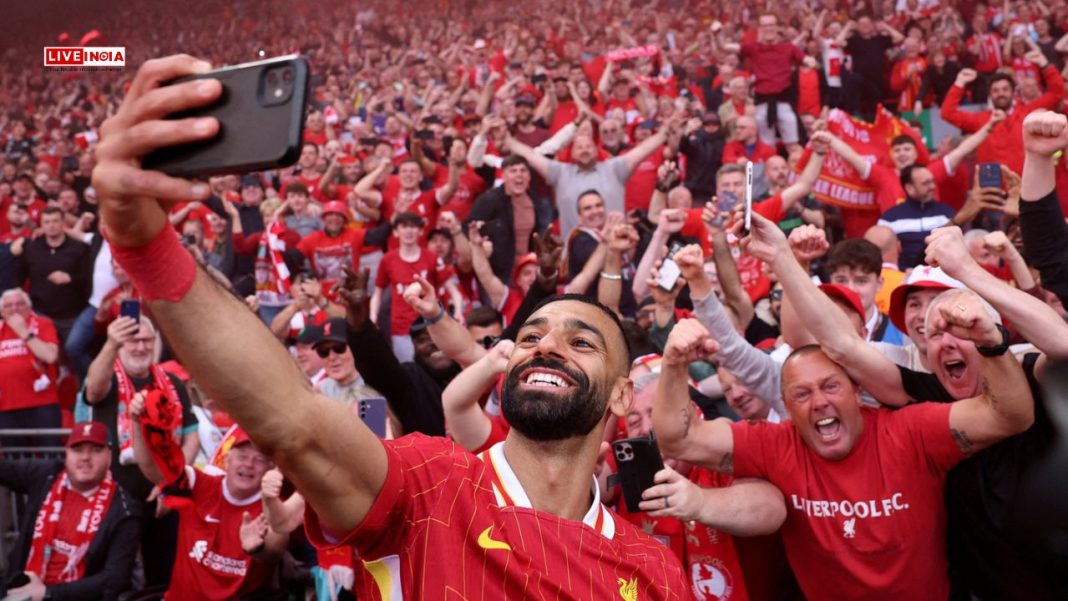 Mohamed Salah’s Iconic Selfie Celebration Goes Viral as Liverpool Clinch Premier League Title