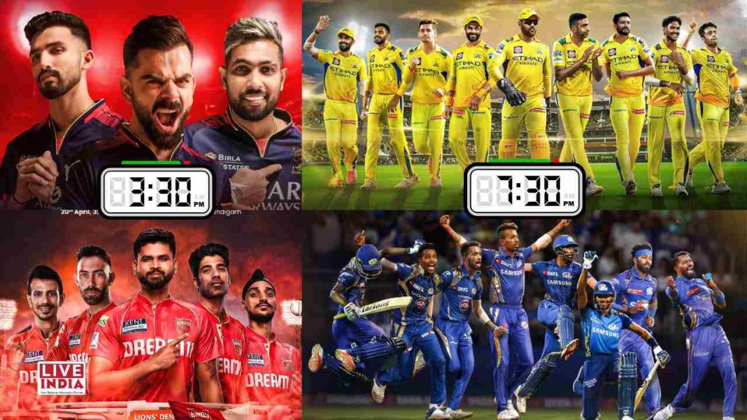​IPL 2025 Super Sunday Showdown: PBKS vs RCB and MI vs CSK Set to Thrill Fans​