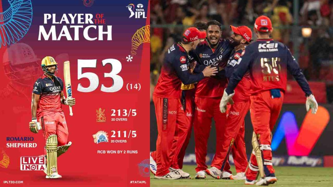 RCB Edge Out CSK in Last-Ball Thriller to Go Top of IPL 2025 Table