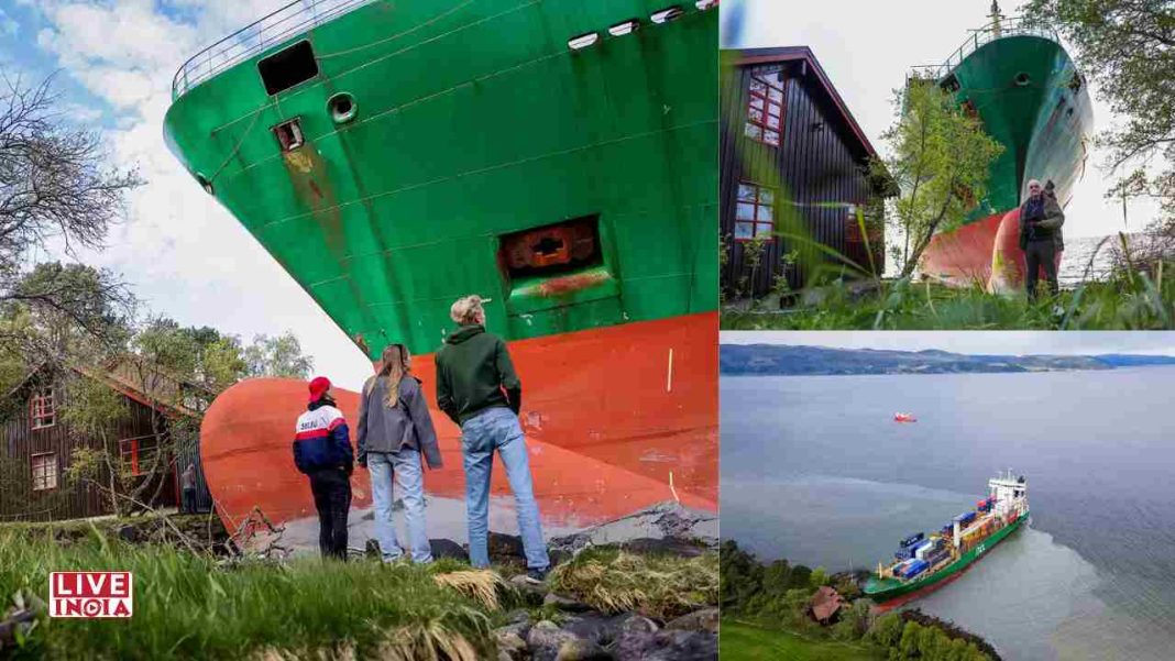 Norwegian Man Wakes to Find 135-Meter Container Vessel in His Backyard