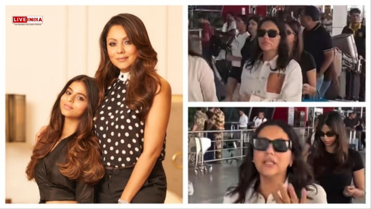 Gauri Khan Shields Suhana from Paparazzi at Delhi Airport