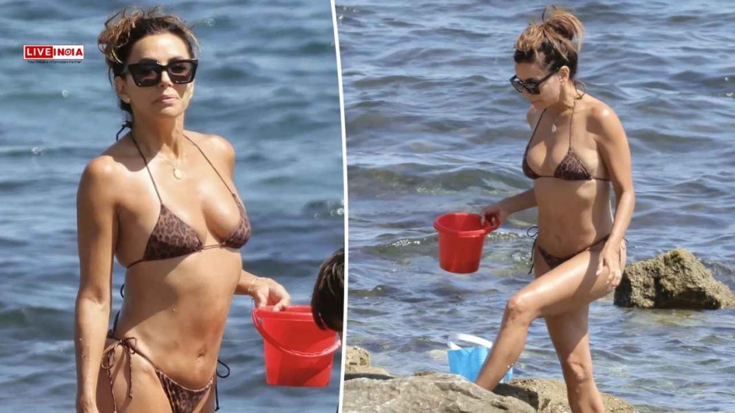 Eva Longoria, 50, Turns Heads in Leopard Bikini on Marbella Beach With Son Santi-Pics Inside