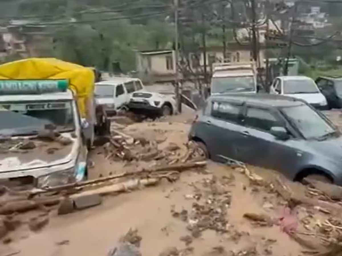 Floods Leave Town In Chaos, Vehicles Submerged In Mandi