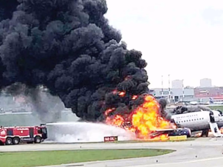 WATCH: Harrowing Footage Shows Russian Plane Engulfed in Fire During Deadly Crash