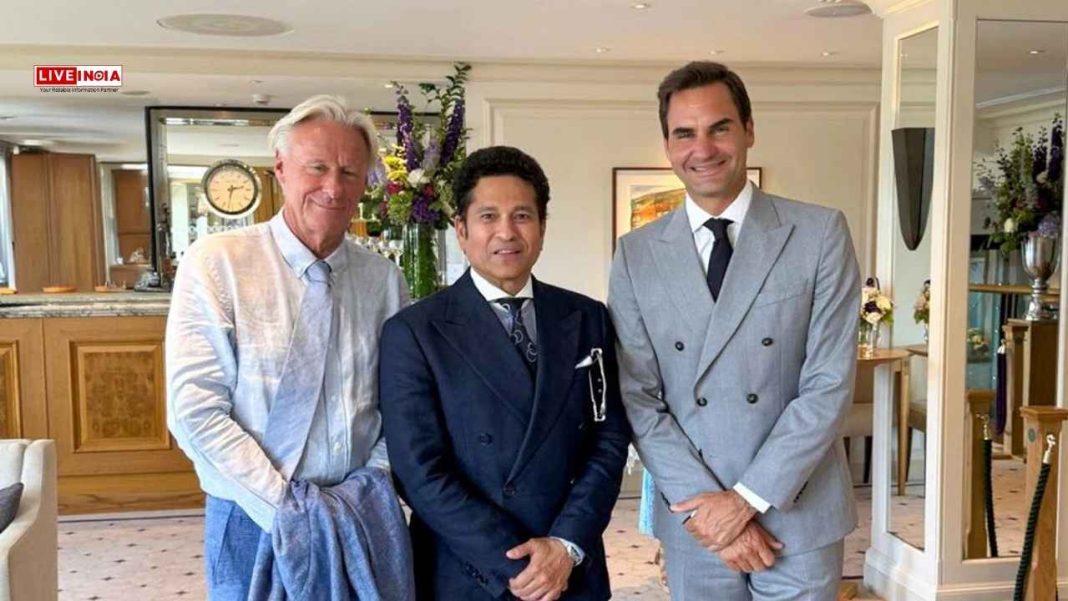 'Grand Slam Sandwich': Sachin Tendulkar Meets up Tennis Greats Federer and Borg at Wimbledon 2025