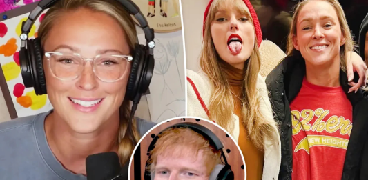 Kylie Kelce Calls Taylor Swift A "Cheat Code" During Candid Chat With Ed Sheeran
