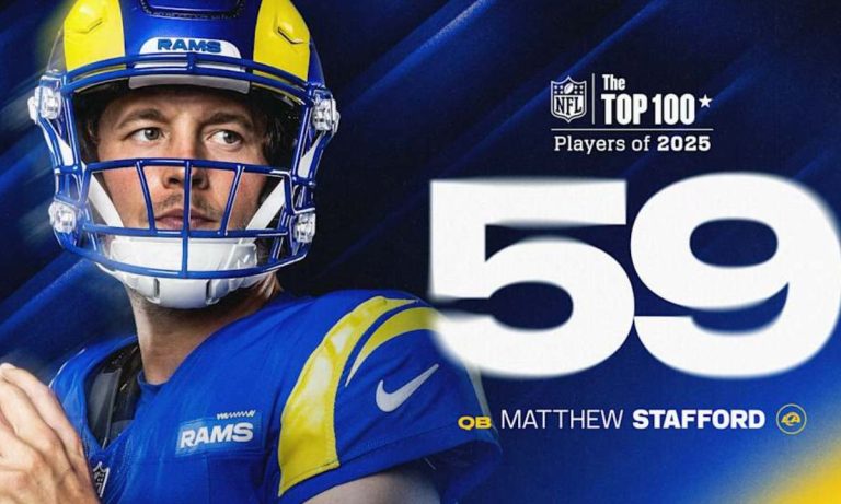 Matthew Stafford is number 59 on the NFL Top 100 list.