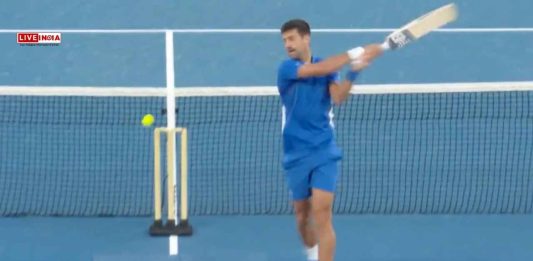 WATCH: Novak Djokovic Tries Playing Cricket, Fails Hilariously to Hit Tennis Ball with Bat Till He Wows Crowd with a Six