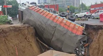 Watch: Truck Plunges Into Giant Crater As Gurugram Road Collapses After Rain