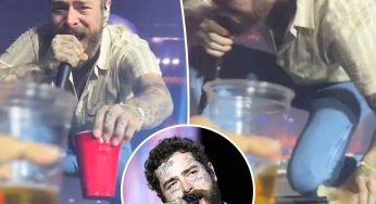 Post Malone’s Stage Caves In as He Kneels for a Beer Toast – Video Goes Viral