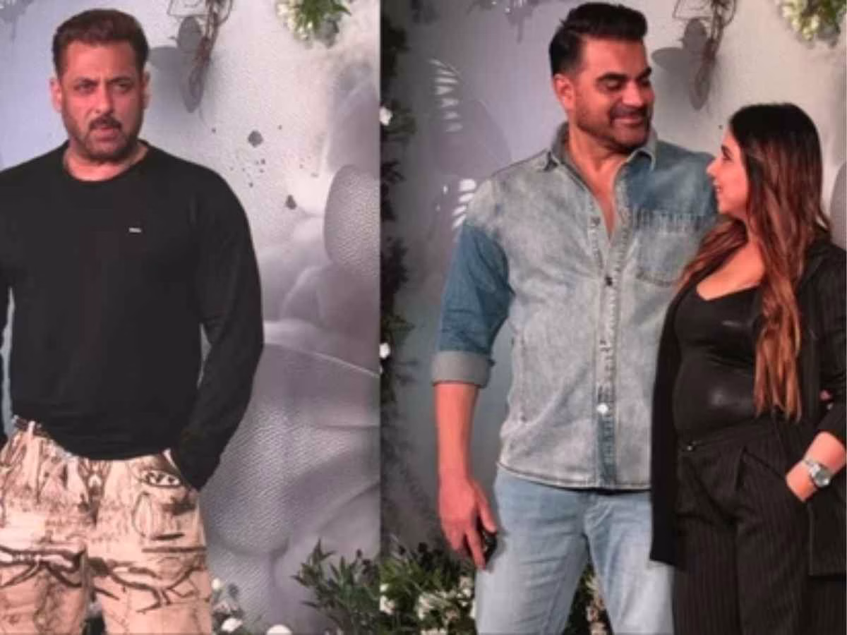Salman Khan Poses For Paparazzi ; Arbaaz Khan’s Wife Sshura Flaunts baby Bump At Arpita Khan’s Birthday Bash