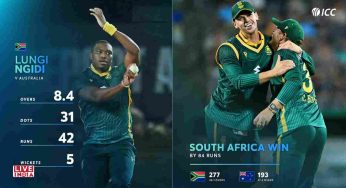 Lungi Ngidi’s Five-Wicket Haul Powers South Africa to Crushing Win Over Australia in 2nd ODI