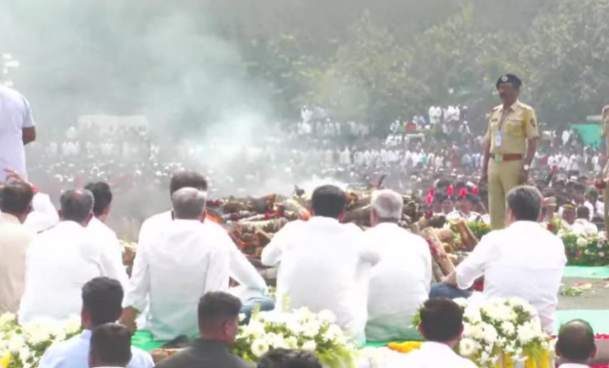 Wife, Sons Bid Farewell To Ajit Pawar At State Funeral In Baramati