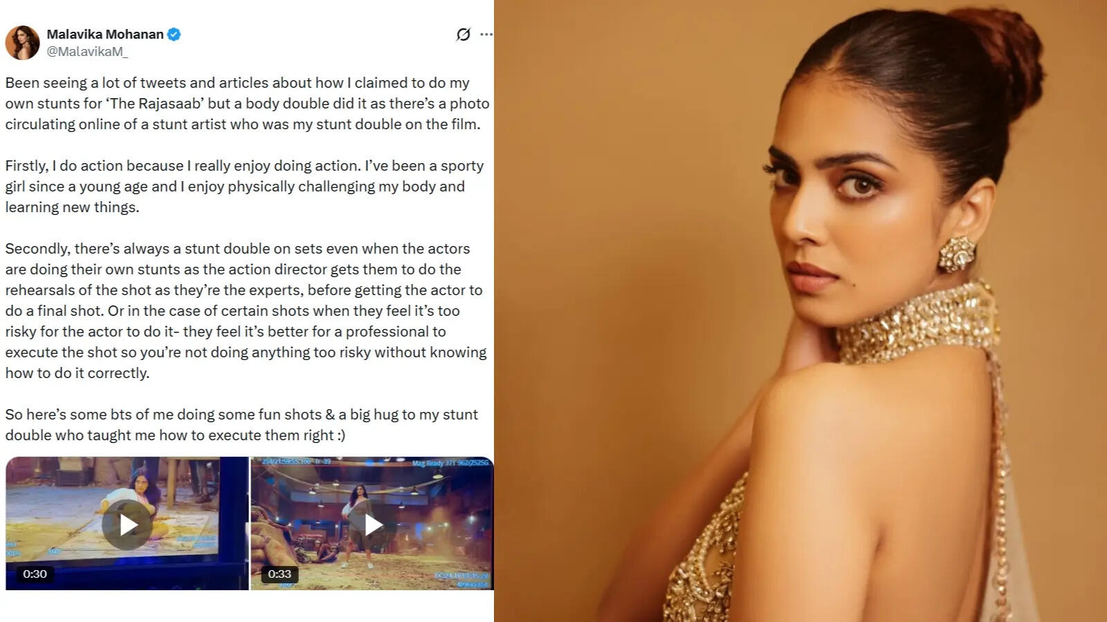 Malavika Mohanan Addresses "Body Double" Controversy in The Raja Saab