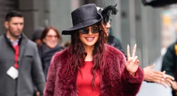 Priyanka Chopra Channels Pirate-Core In Burgundy Fur Coat & Feather Hat