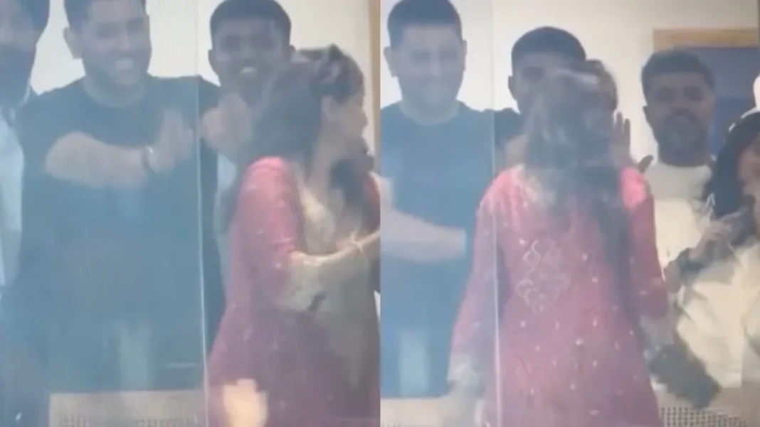 MS Dhoni Asks Wife Sakshi To Calm Down After She Jumps In Excitement - WATCH