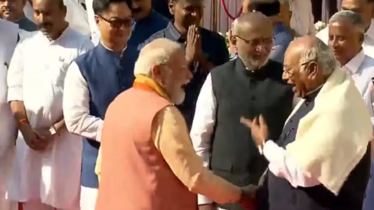 Modi, Kharge Share Candid Moment at Ambedkar Jayanti Event