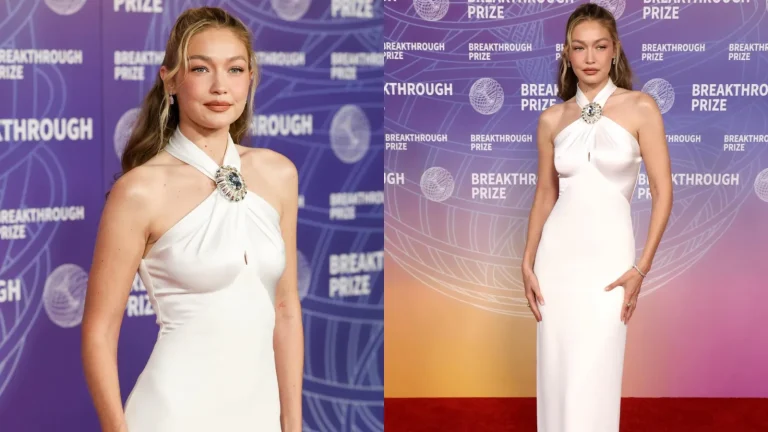 Gigi Hadid Defines "Ethereal" in White Silk Gown at Breakthrough Prize Ceremony