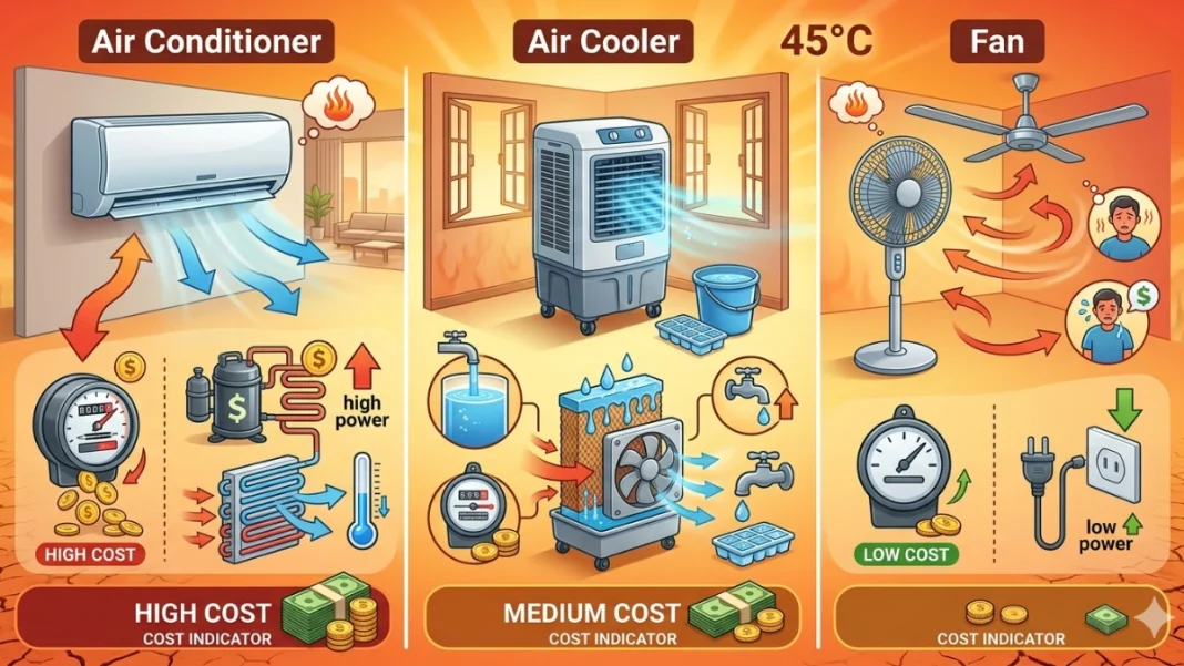 AC vs. Cooler vs. Fan: 2026 Electricity Cost Guide for India’s 45°C Heat