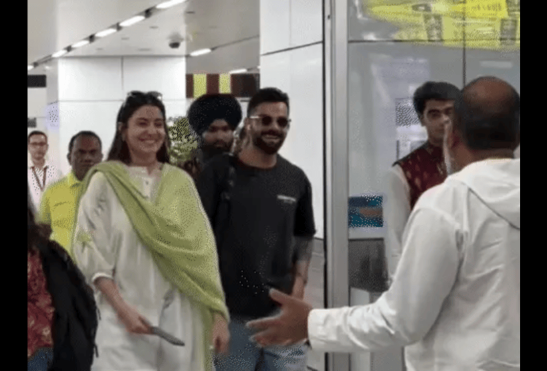 Anushka Sharma Wins Hearts by Touching Elder’s Feet at Airport; Joins Virat Kohli for Vrindavan Visit