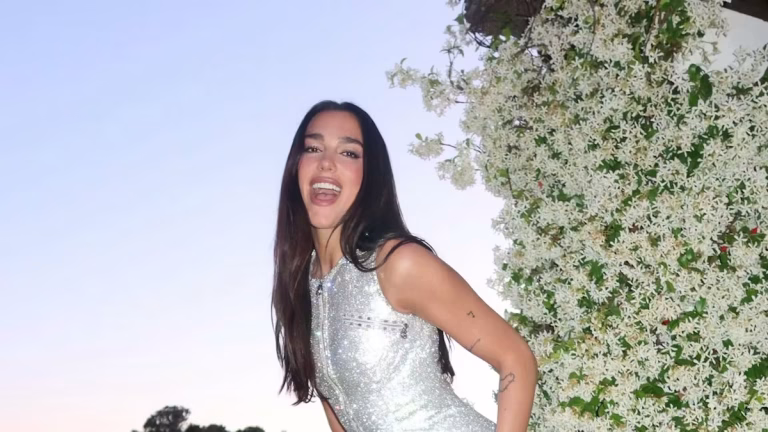 Dua Lipa Channels Kate Moss in Vintage Versace Silver Mini Dress During Her ‘Bridal Era’