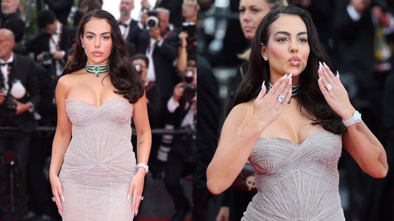 Cristiano Ronaldo’s Fiancée Georgina Rodriguez Stuns In 300 Carats Of Emeralds & Diamonds