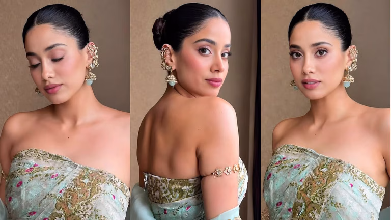 Janhvi Kapoor Serves Modern Desi Glam In Banarasi Couture Gown At Peddi Event
