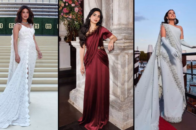 Priyanka Chopra, Isha Ambani And Radhika Merchant Redefine Saree Glam With Stunning Saree Gown Looks