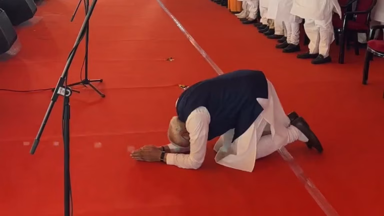 PM Modi Performs ‘Sashtang Pranam’ After BJP’s Historic Victory In West Bengal