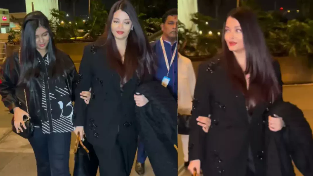 Aishwarya Rai Bachchan Leaves For Cannes 2026 In Chic Black Ensemble, Aaradhya Twinning Alongside