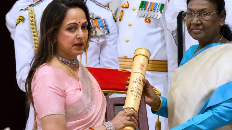 Hema Malini Receives Padma Honour For Dharmendra At Rashtrapati Bhavan