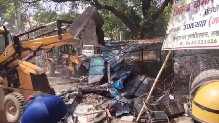 Bulldozer Action Near Lucknow Court Triggers Lawyers’ Protest