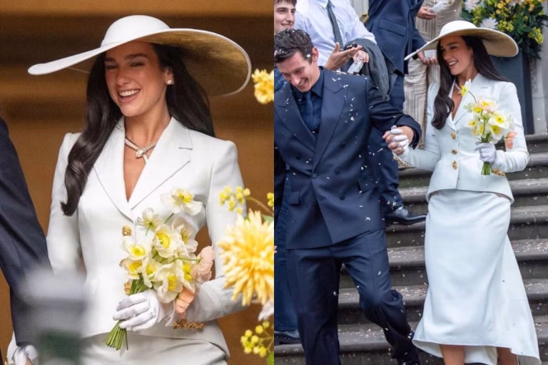 Dua Lipa Ditches Bridal Gown For White Skirt-Suit For Private Wedding