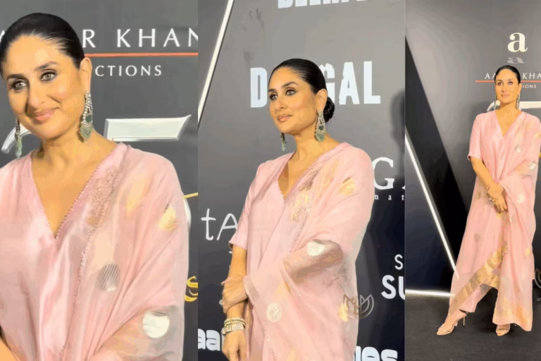 Kareena Kapoor Khan Embraces Timeless Elegance in Pink Banarasi Suit at Aamir Khan Productions’ 25-Year Celebration