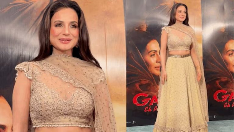 Ameesha Patel Turns Heads In ₹3.2 Lakh Rocky Star Lehenga At Gadar's 25-Year Celebration
