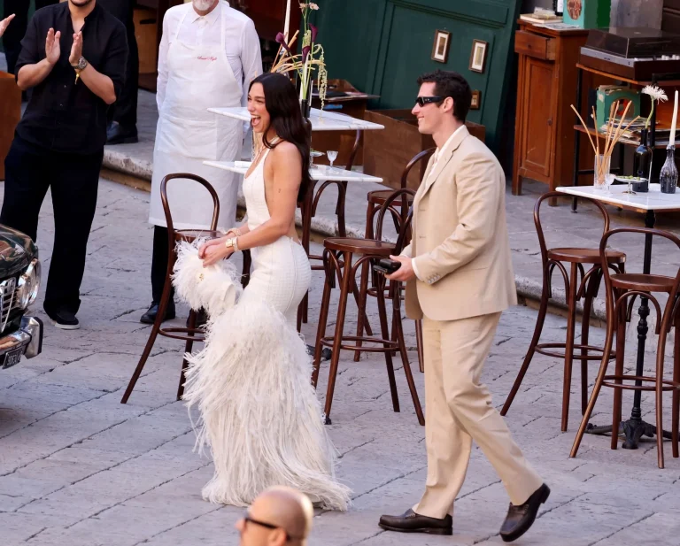 Callum Turner Can’t Take His Eyes Off Dua Lipa’s Wedding Gown! See Pictures