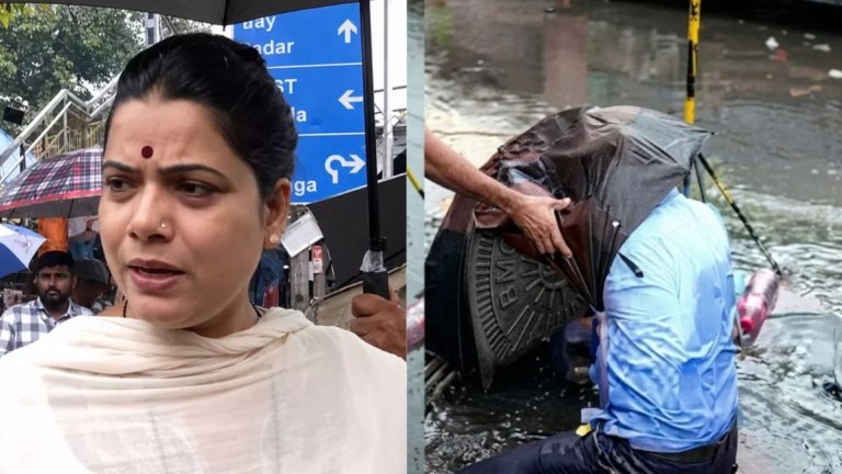 Mumbai Civic Worker Falls Into Open Manhole During Mayor Ritu Tawde's Site Visit