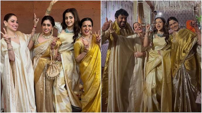 Tamannaah Bhatia and Trisha Krishnan Serve Timeless Saree Glamour at Avantika Sundar's Wedding
