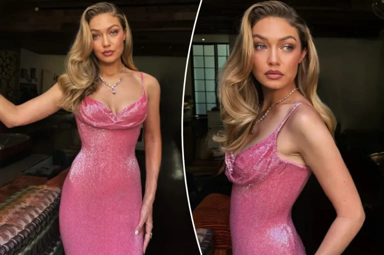 Gigi Hadid Serves Fairytale Glam In Sparkling Pink Dress At Taylor Swift’s Wedding